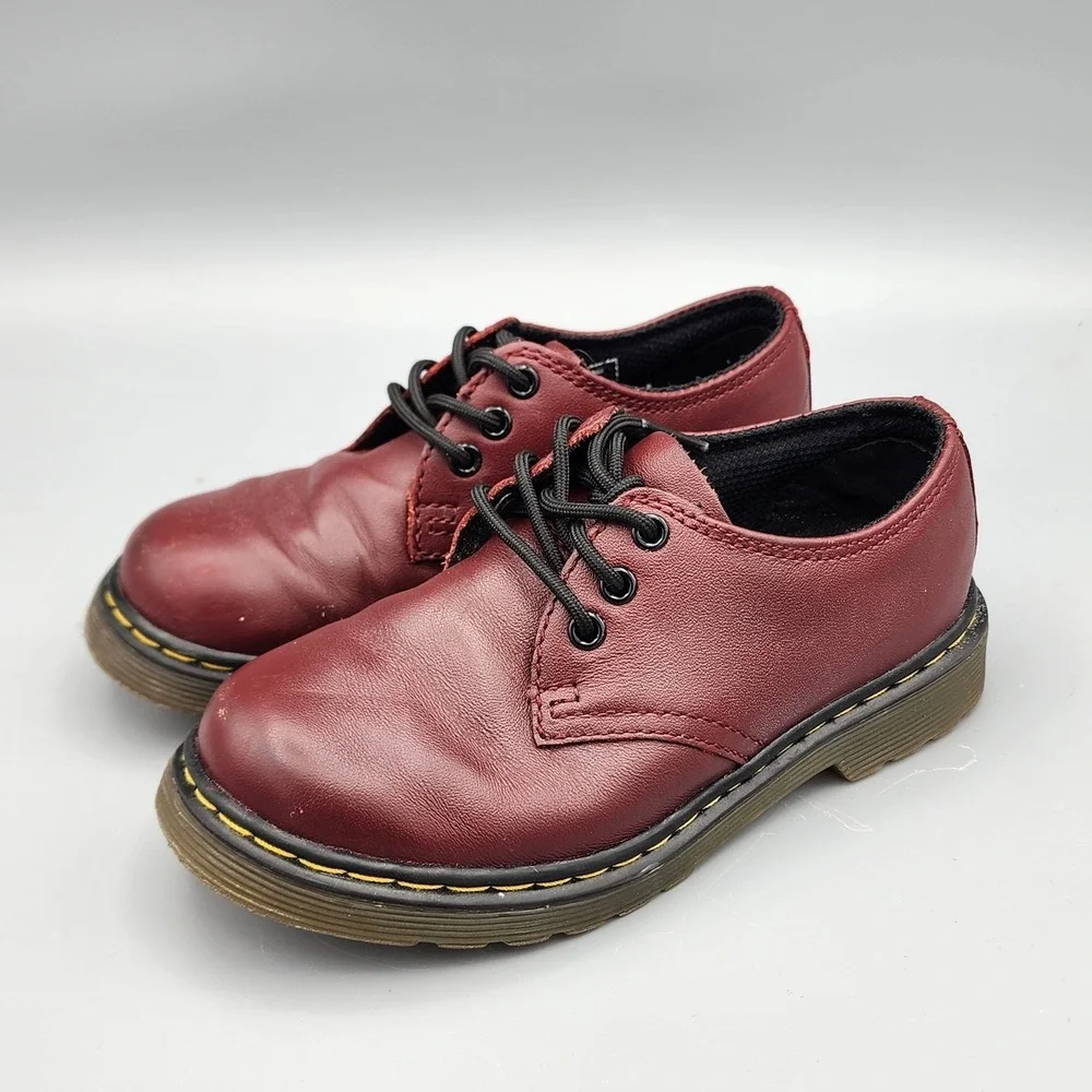 Dr Martens Everley Little Kids Girls Boys Smooth Black Leather Soft Toe Shoes 11
